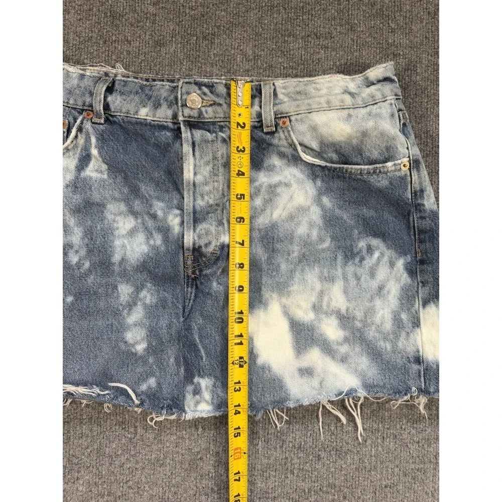 Top shop Dad Denim Distressed Acid Washed Skirt 14